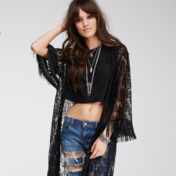 Flower of the Desert Black Lace Duster - Picture 5 of 7